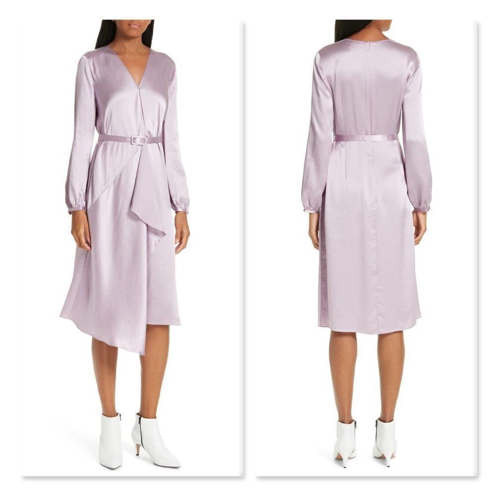 Lewit Hammered Satin Faux Wrap Dress